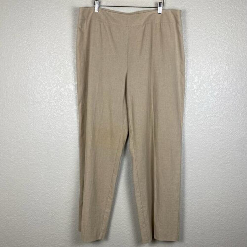 Wide Leg Pants Womens 16 Khaki Linen‎ Cotton Blend Coastal Minimalist Beachy
